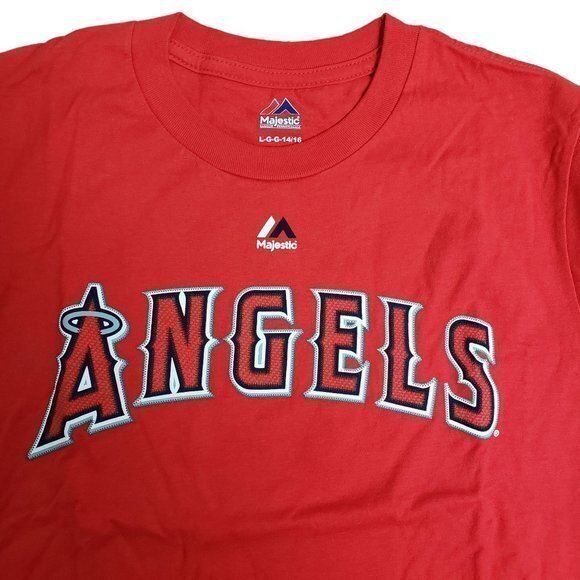 Majestic MLB LA Angels Youth‎ Size Large Red #5 Albert Pujols Short Sleeve Shirt - Picture 2 of 6